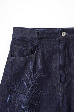 Nerine embroidered denim skirt (Indigo)