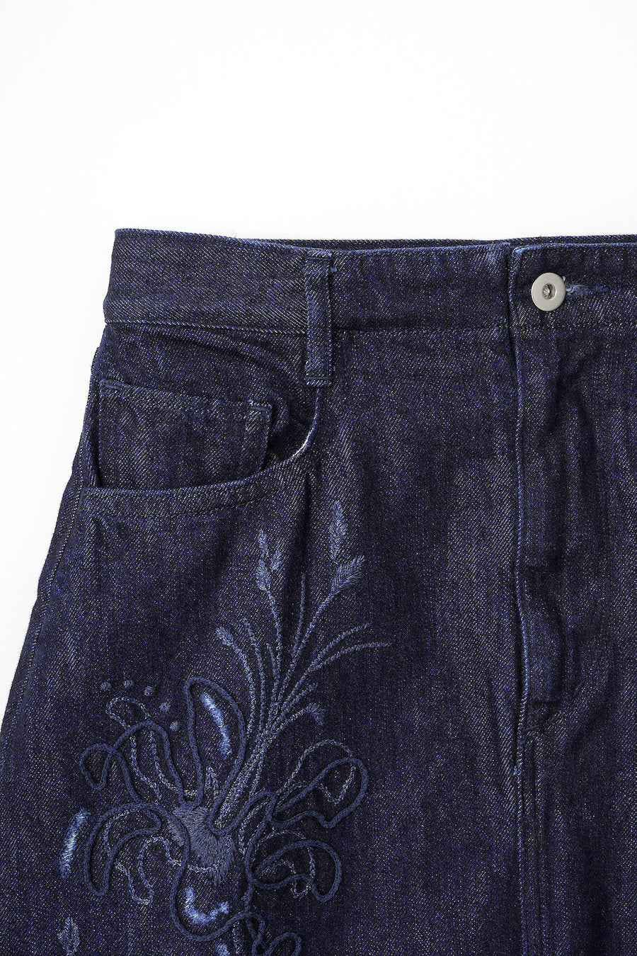 Nerine embroidered denim skirt (Indigo)