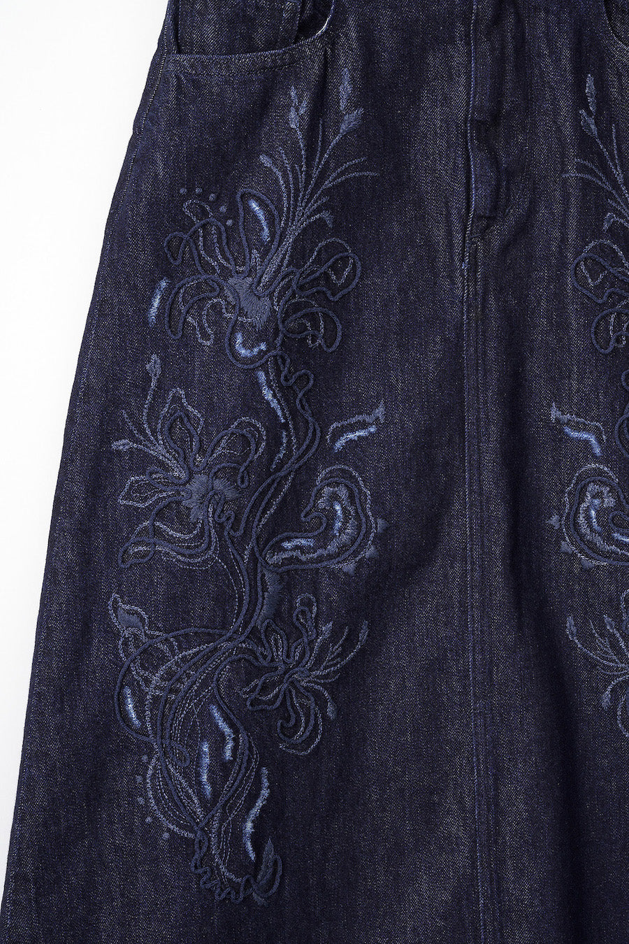 Nerine embroidered denim skirt (Indigo)