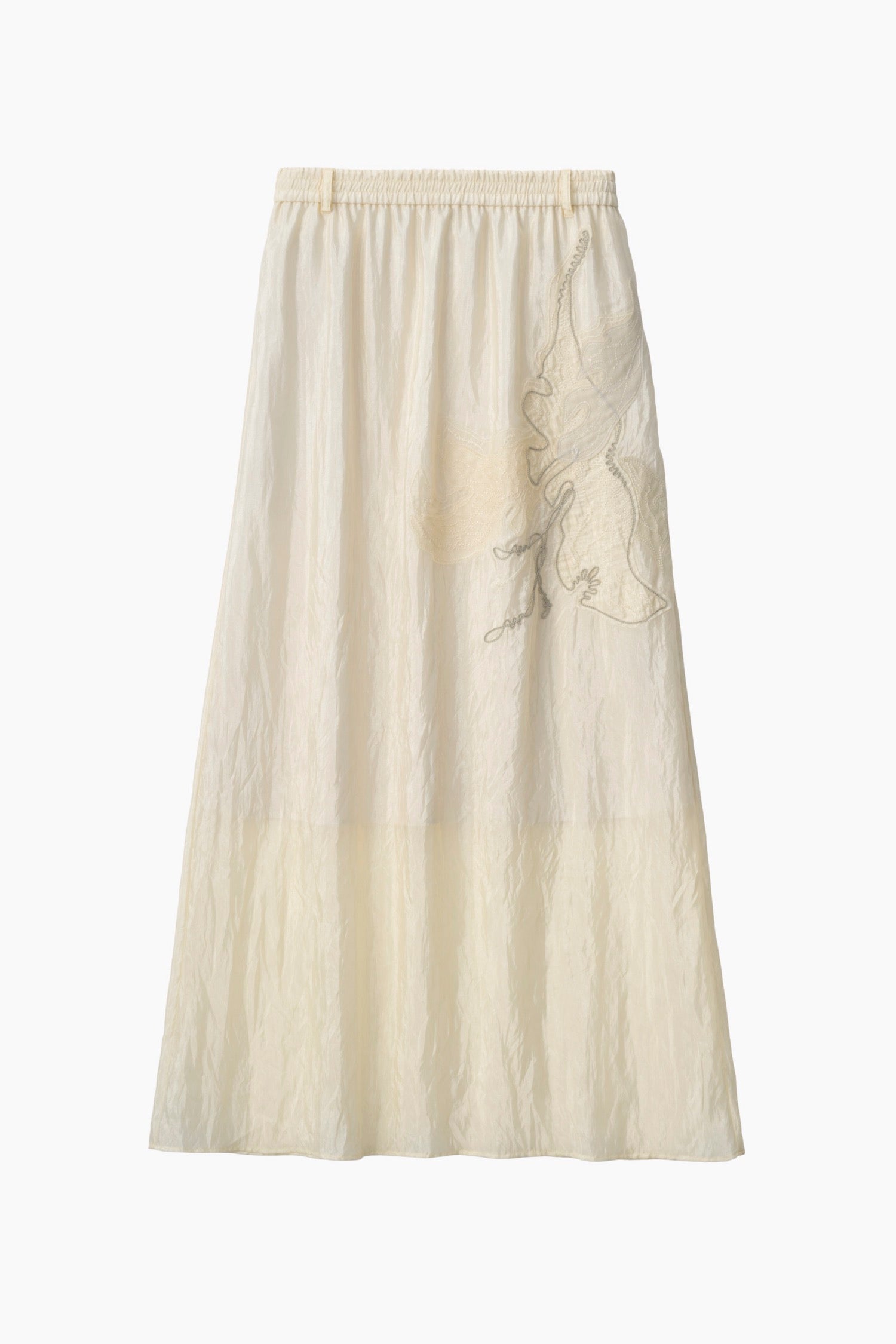 Flutter patchwork embroidered skirt (White)