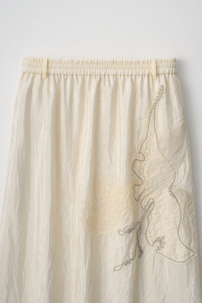 Flutter patchwork embroidered skirt (White)