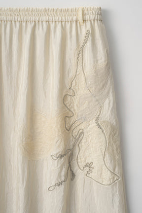 Flutter patchwork embroidered skirt (White)
