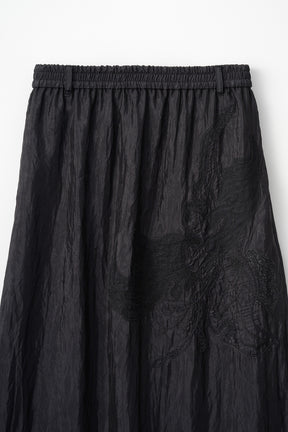Flutter patchwork embroidered skirt (Black)
