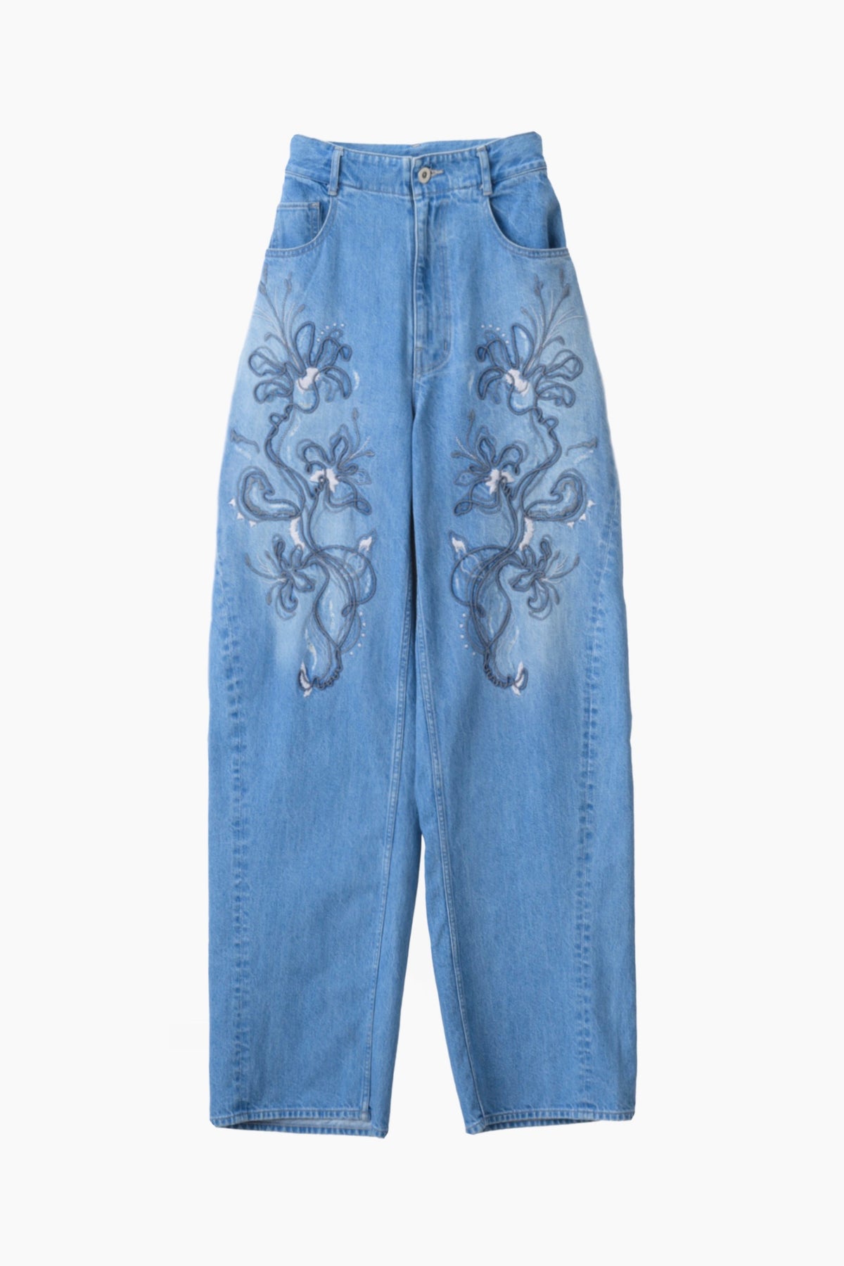 Nerine embroidered denim slacks (Blue)