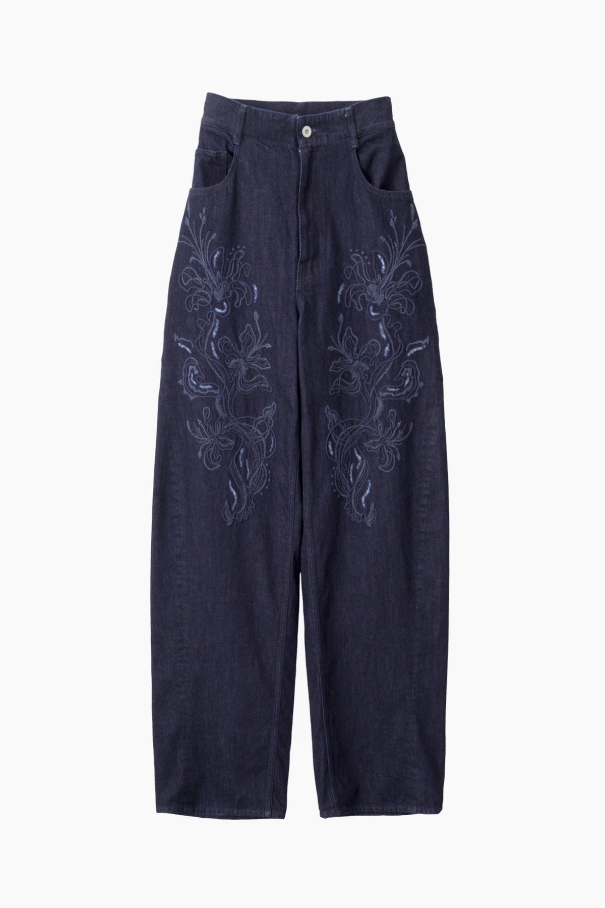 Nerine embroidered denim slacks (Indigo)