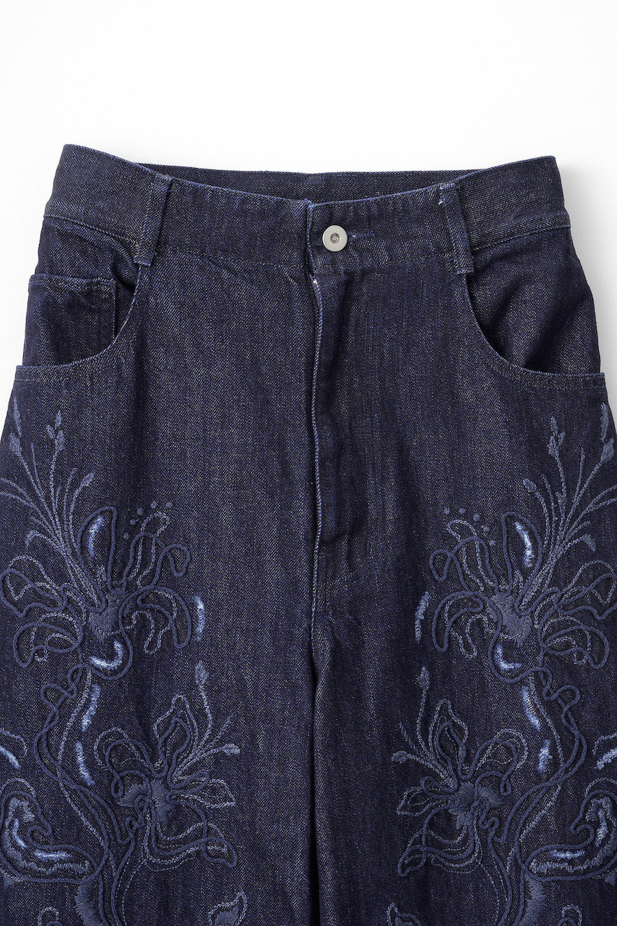 Nerine embroidered denim slacks (Indigo)