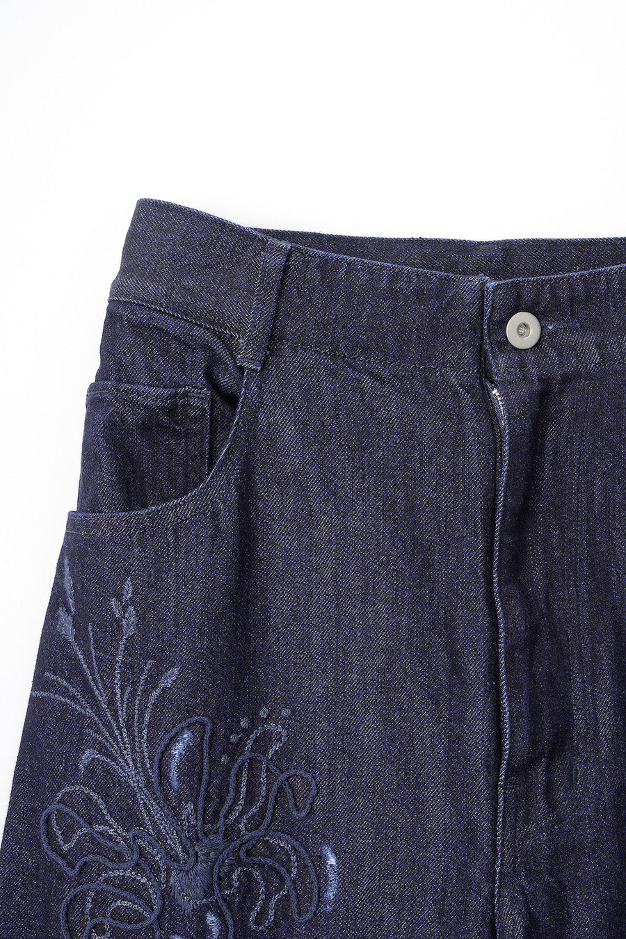 Nerine embroidered denim slacks (Indigo)