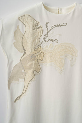 Flutter patchwork embroidered dress (White)