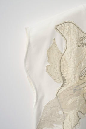 Flutter patchwork embroidered dress (White)