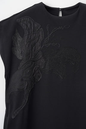 Flutter patchwork embroidered dress (Black)