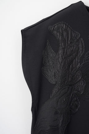 Flutter patchwork embroidered dress (Black)