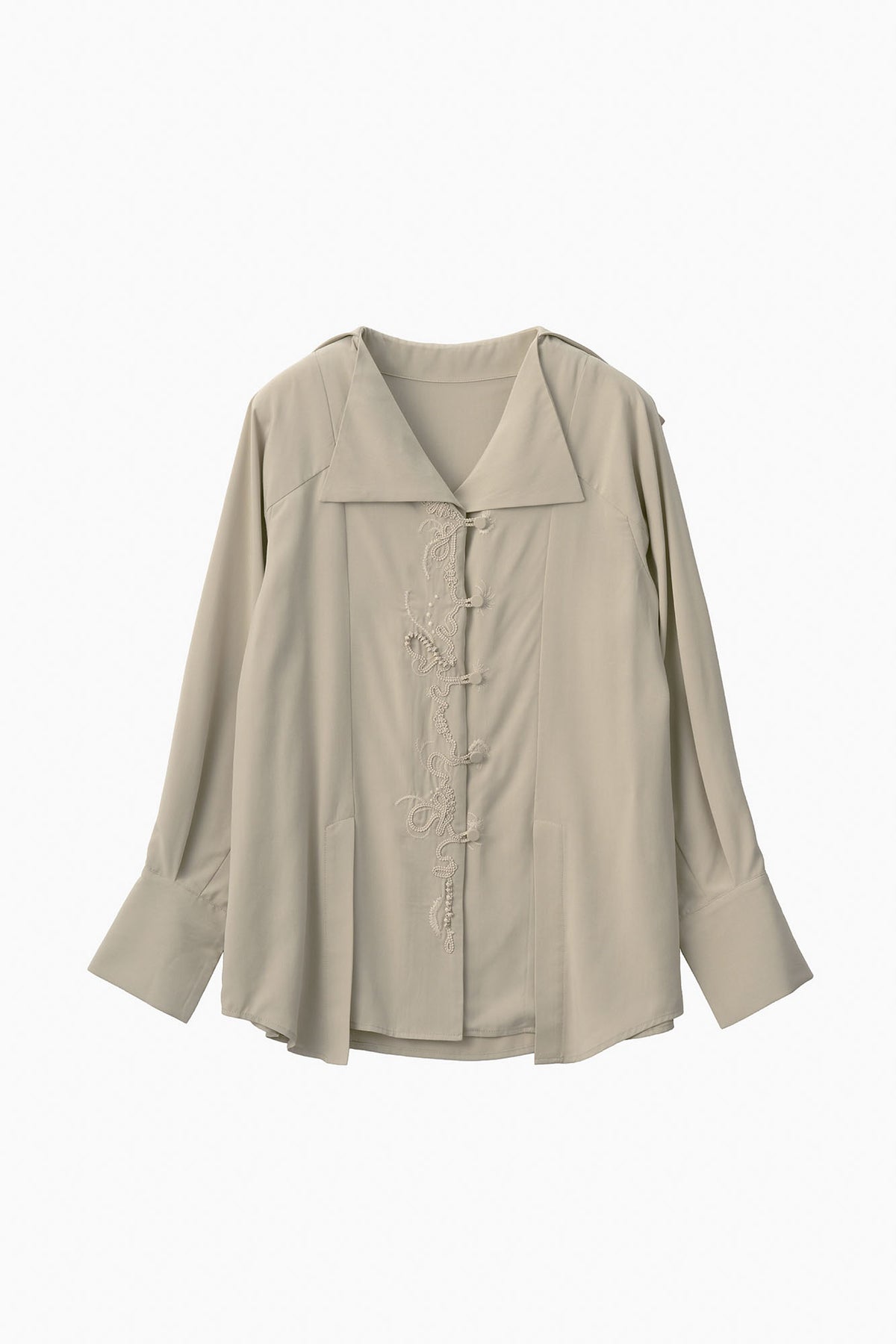 Quiet embroidered shirt (Sand beige)
