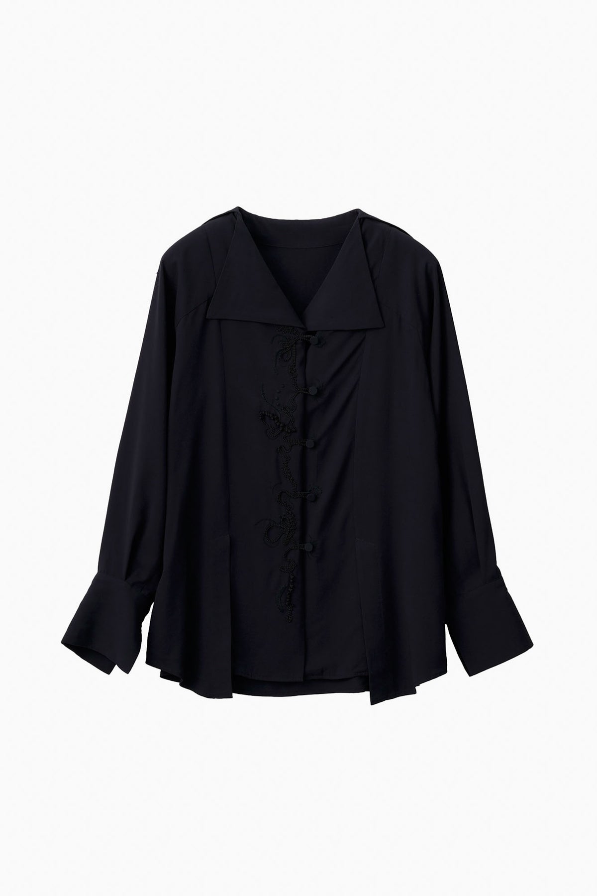 Quiet embroidered shirt (Navy)