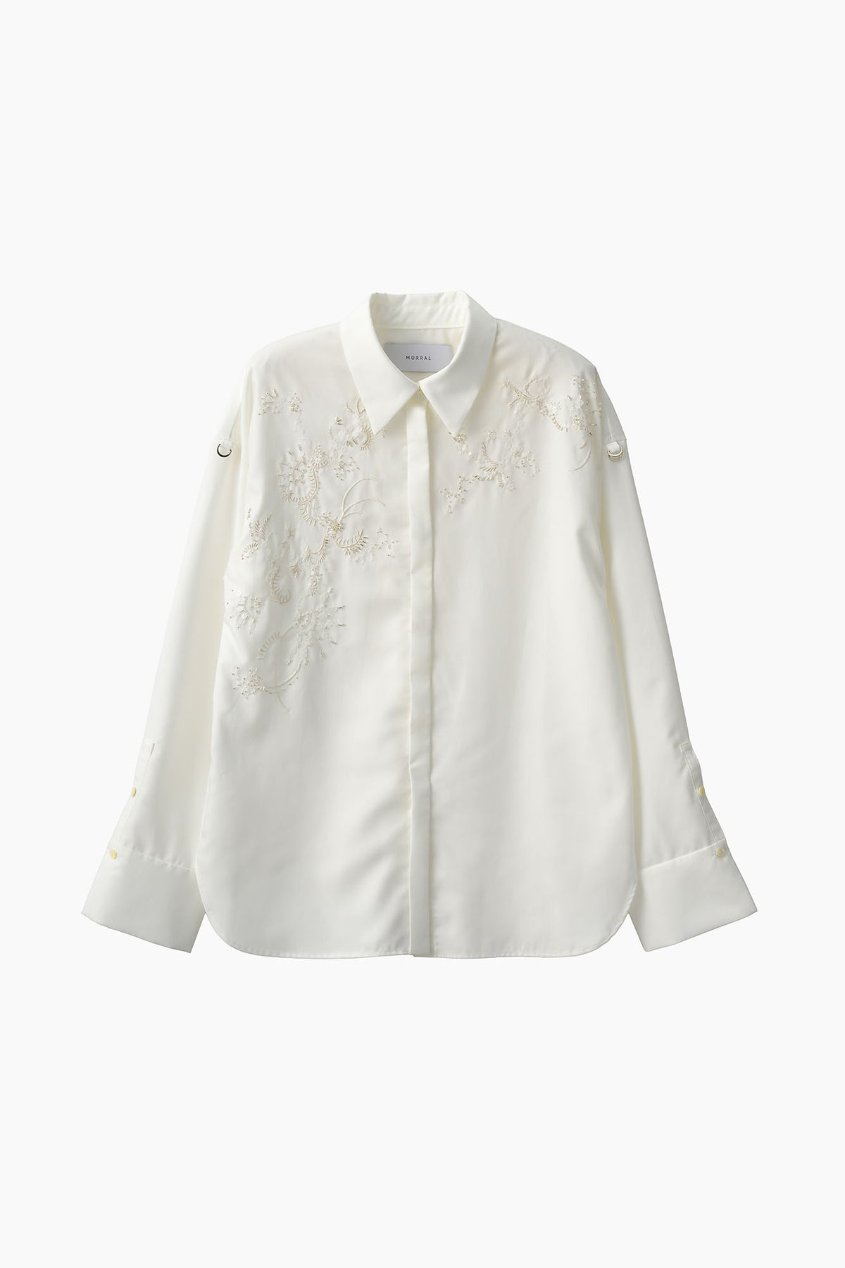 Glint beads embroidered shirt (White)