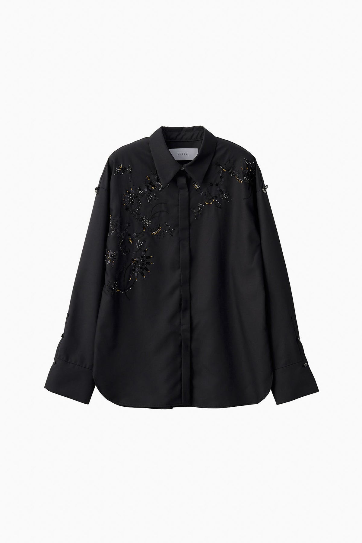 Glint beads embroidered shirt (Black)
