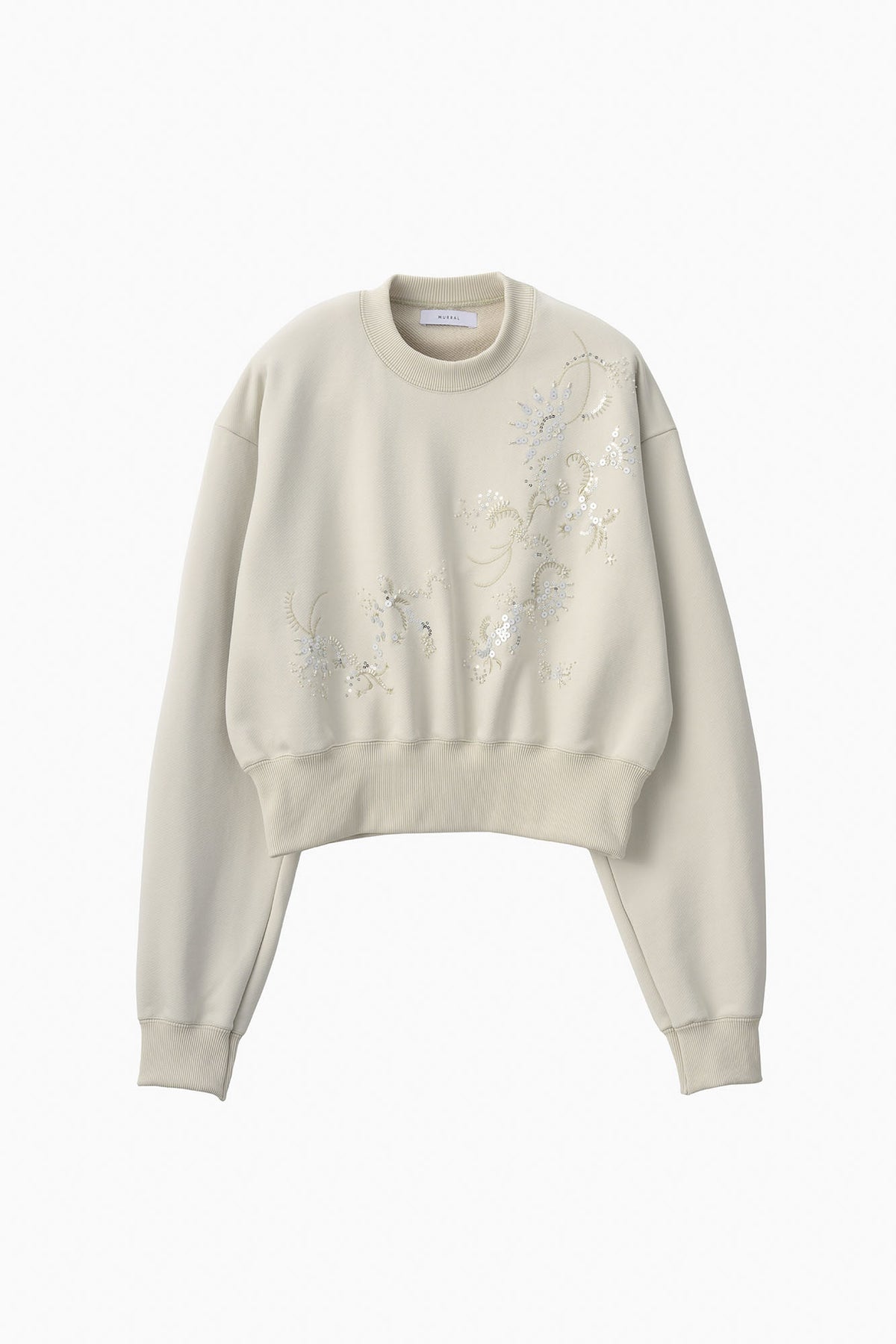 Glint beads embroidered sweatshirt (Ivory)