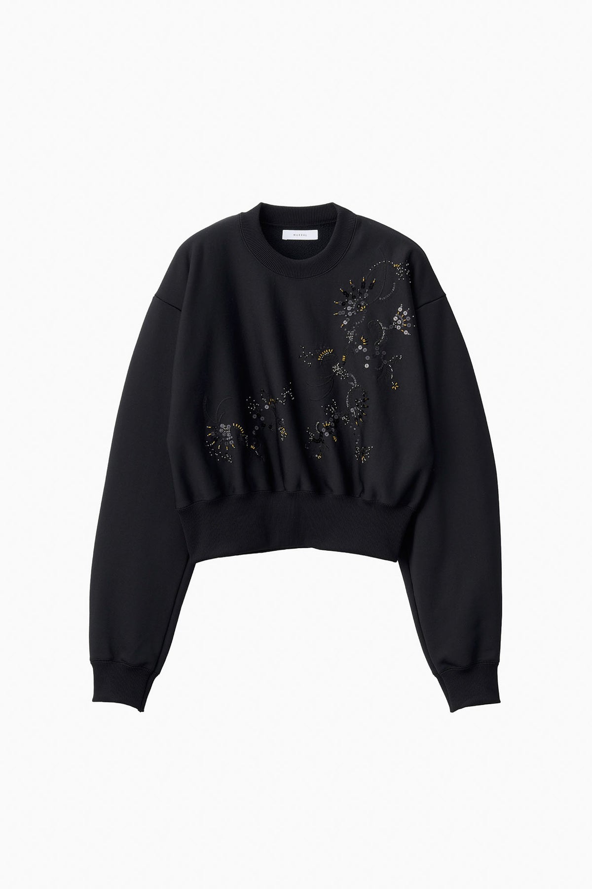 Glint beads embroidered sweatshirt (Black)