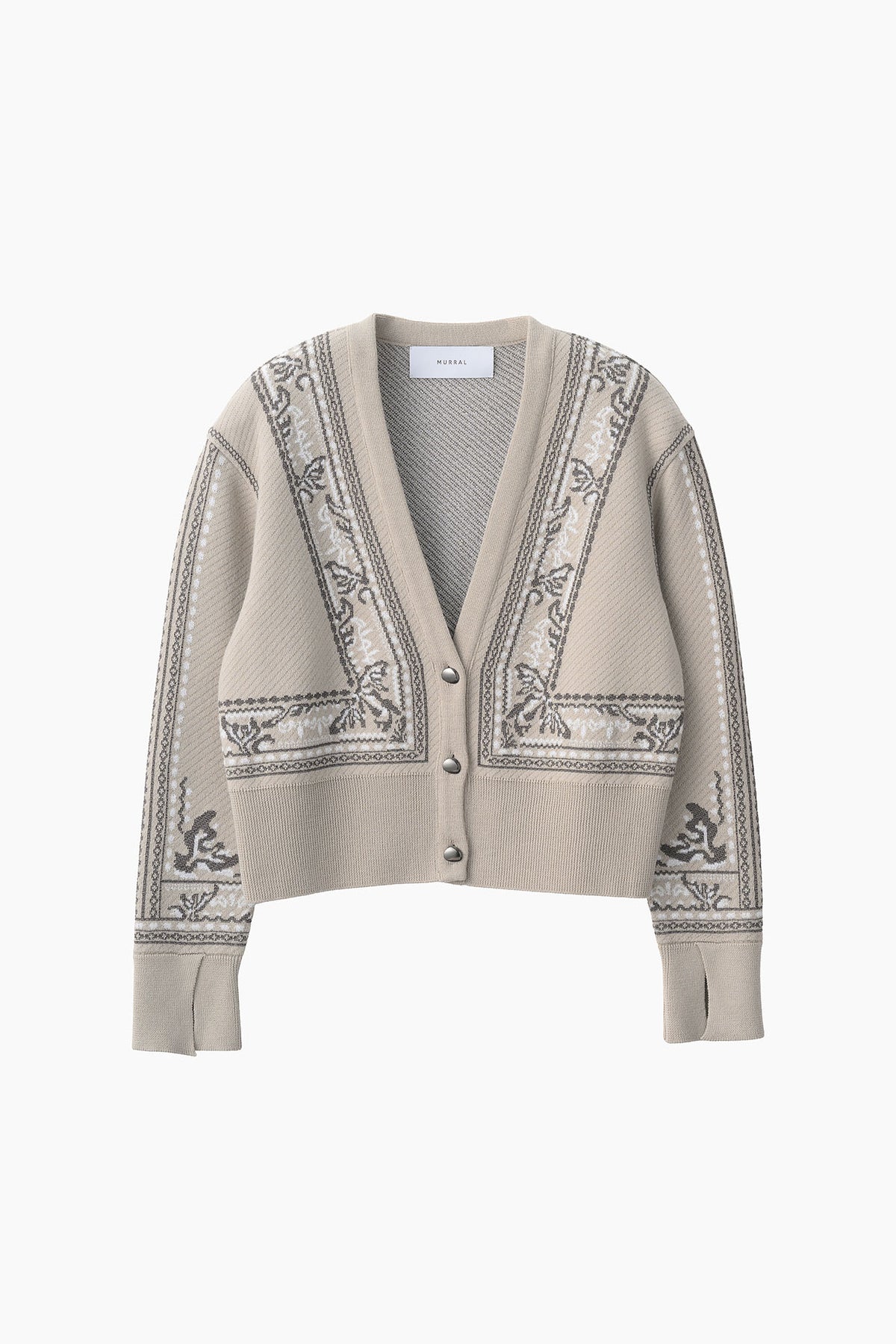 Framed knit cardigan (Greige)