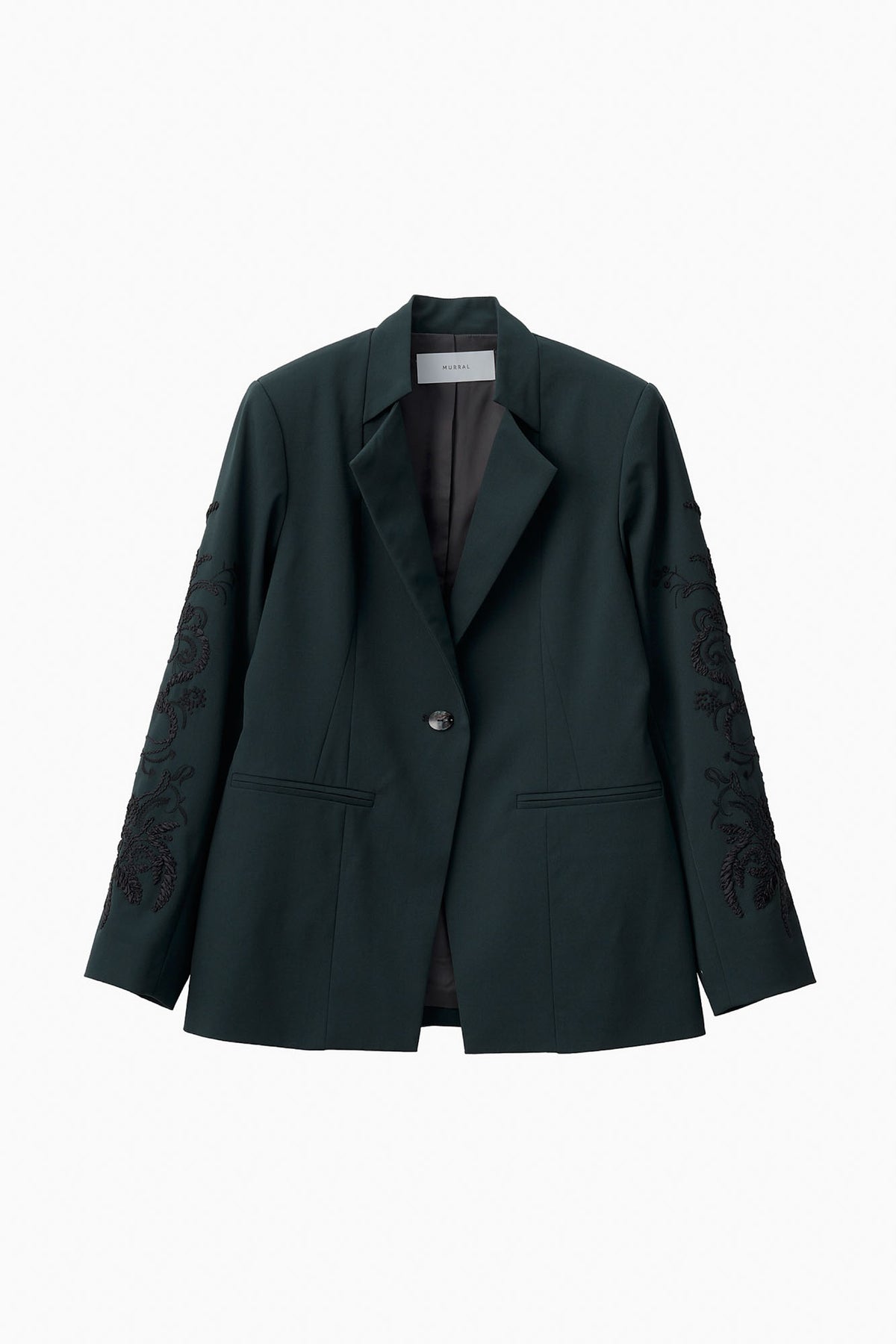 Ribbon embroidered jacket (Dark green)