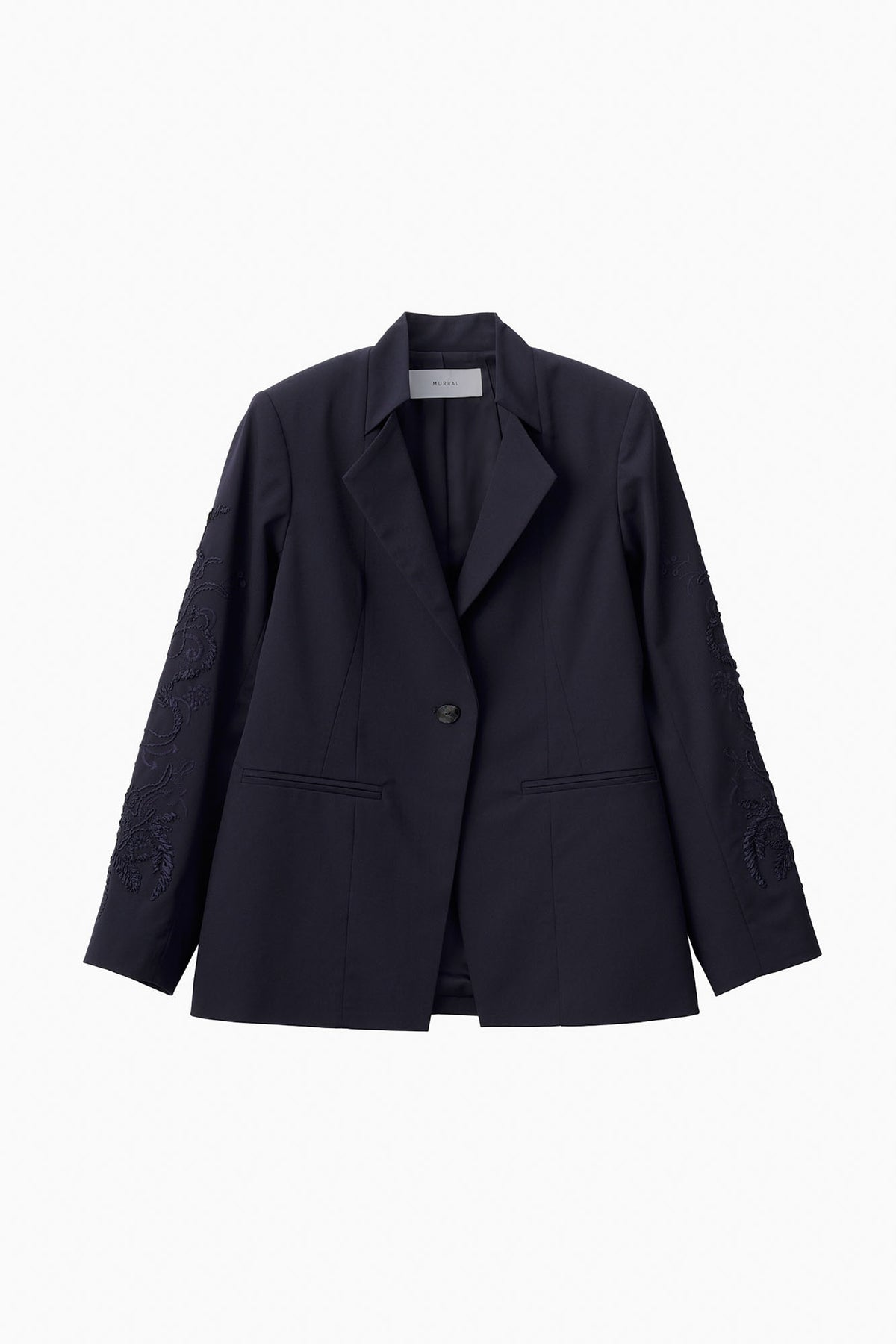 Ribbon embroidered jacket (Navy)