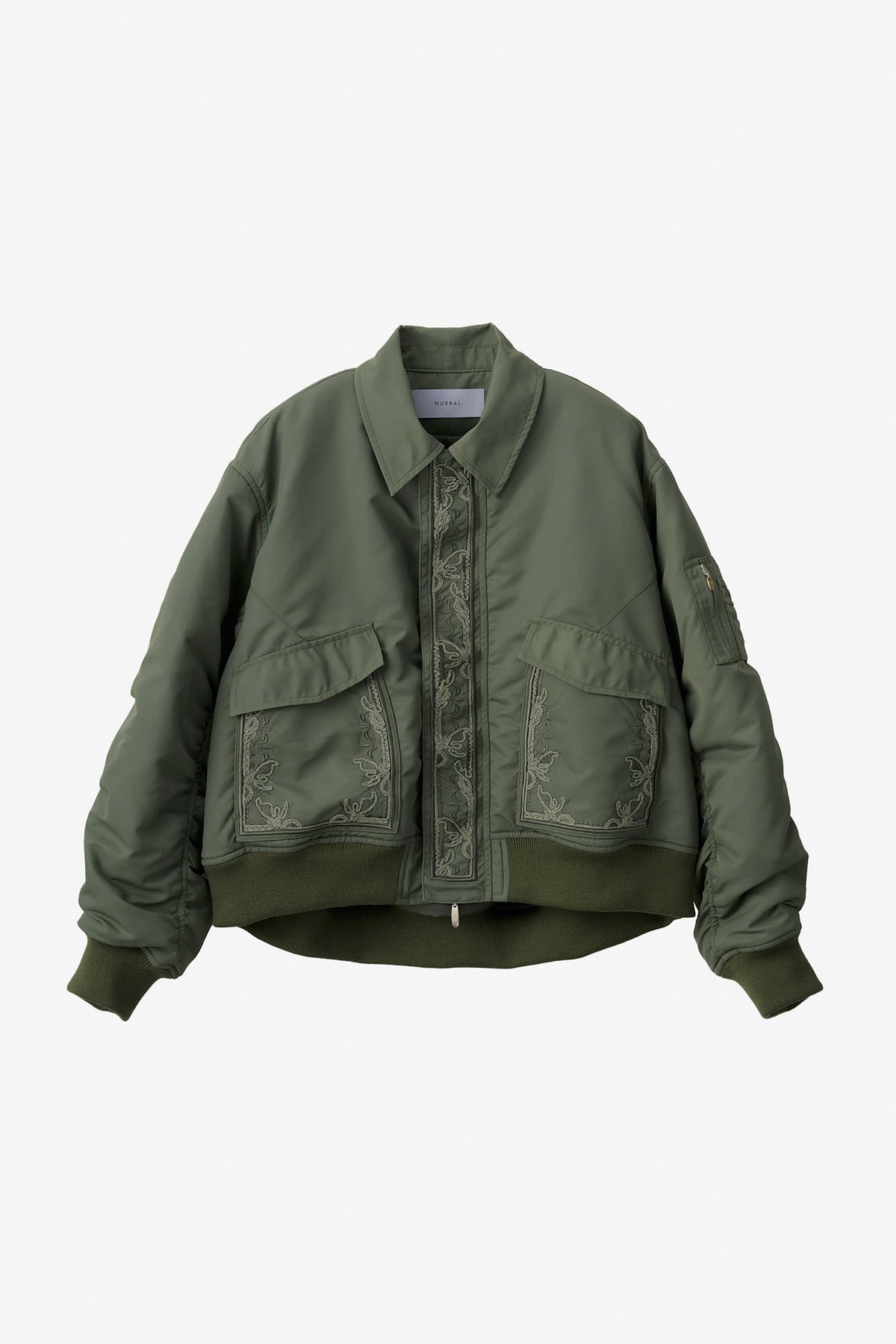 Framed embroidery flight jacket (Green)