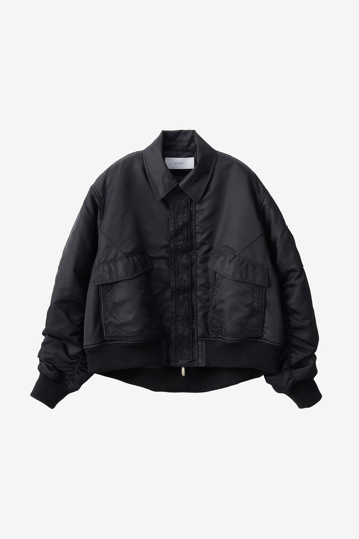 Framed embroidery flight jacket (Black)