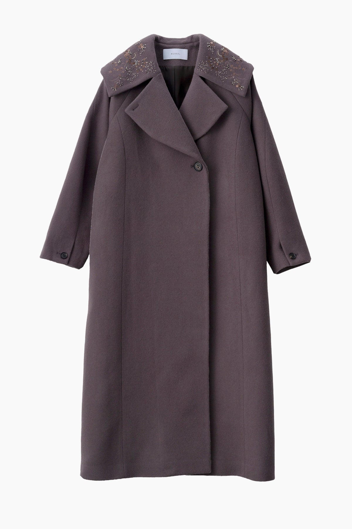 Glint beads embroidered long coat (Mauve)