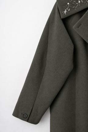 Glint beads embroidered long coat (Gray)
