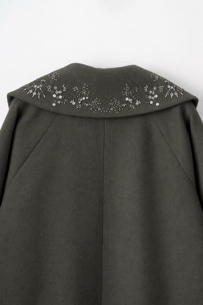 Glint beads embroidered long coat (Gray)