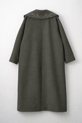 Glint beads embroidered long coat (Gray)
