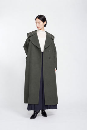Glint beads embroidered long coat (Gray)
