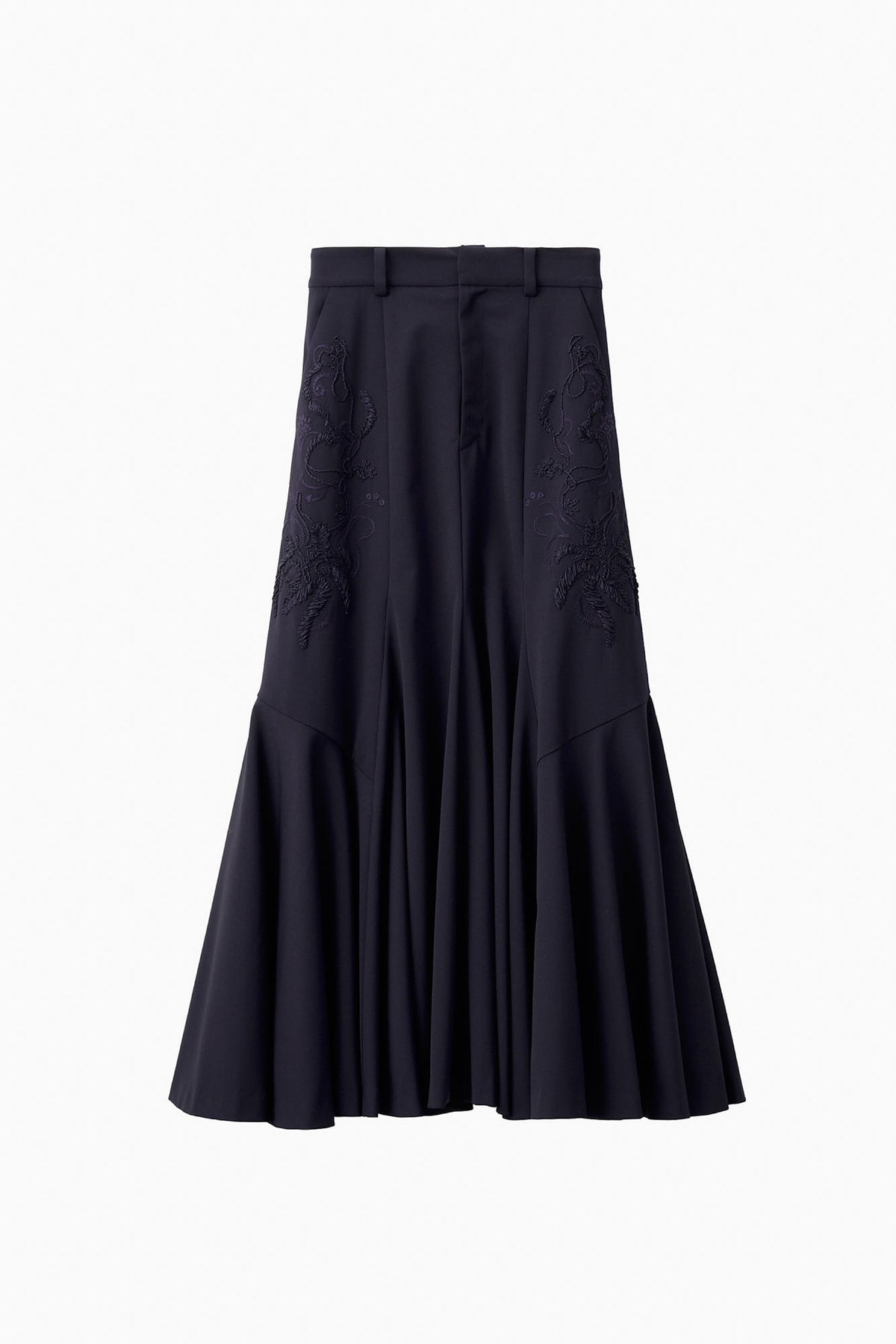 Ribbon embroidered skirt (Navy)