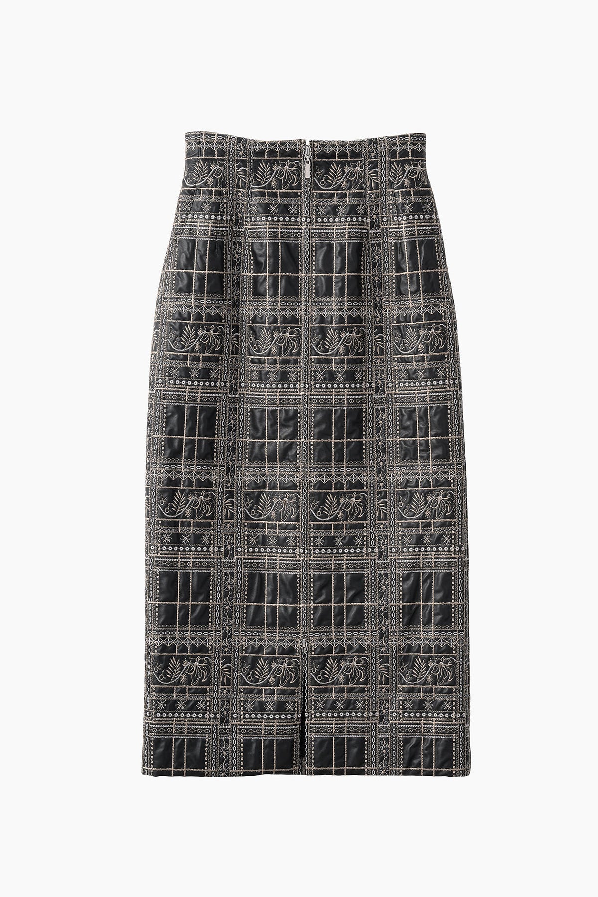 Gift check embroidered skirt (Black)