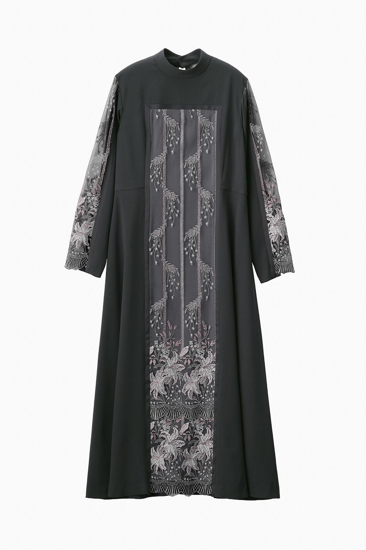 Framed flower lace dress (Dark gray)