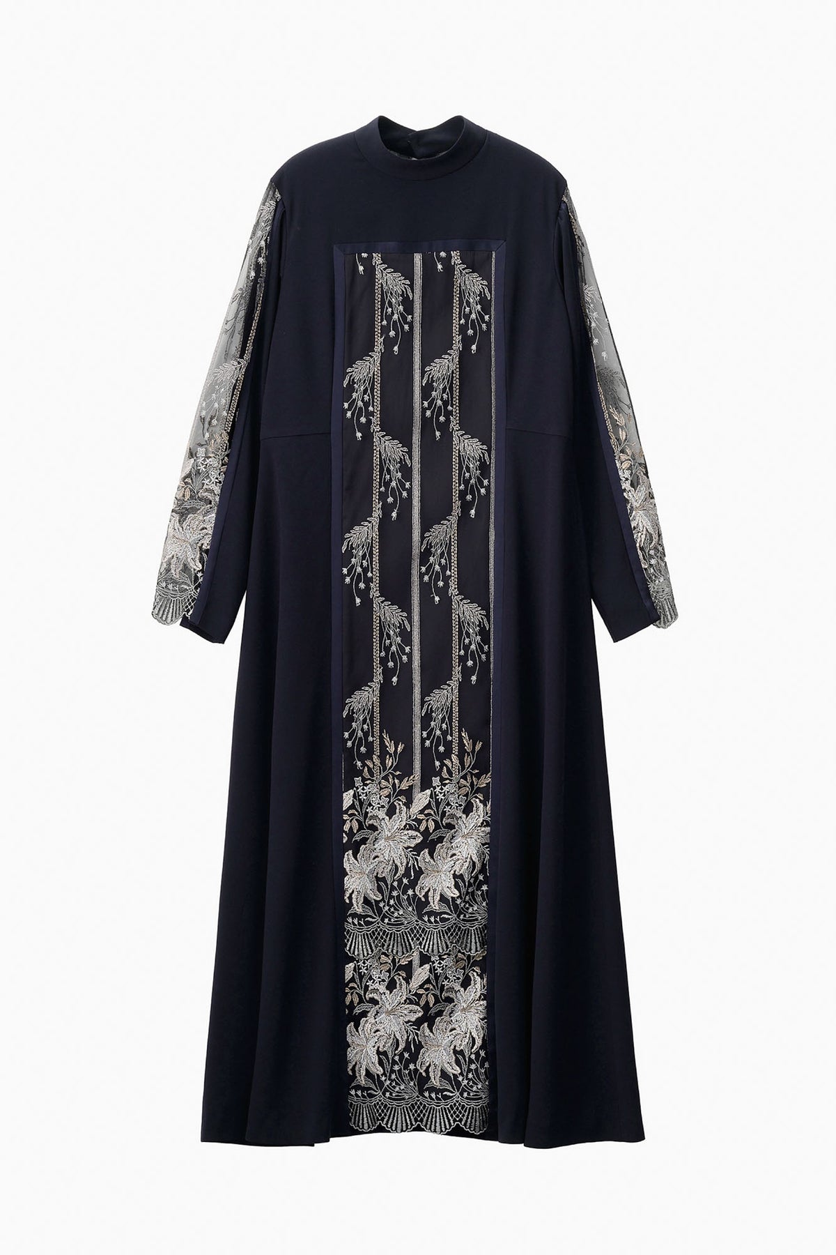 Framed flower lace dress (Navy)