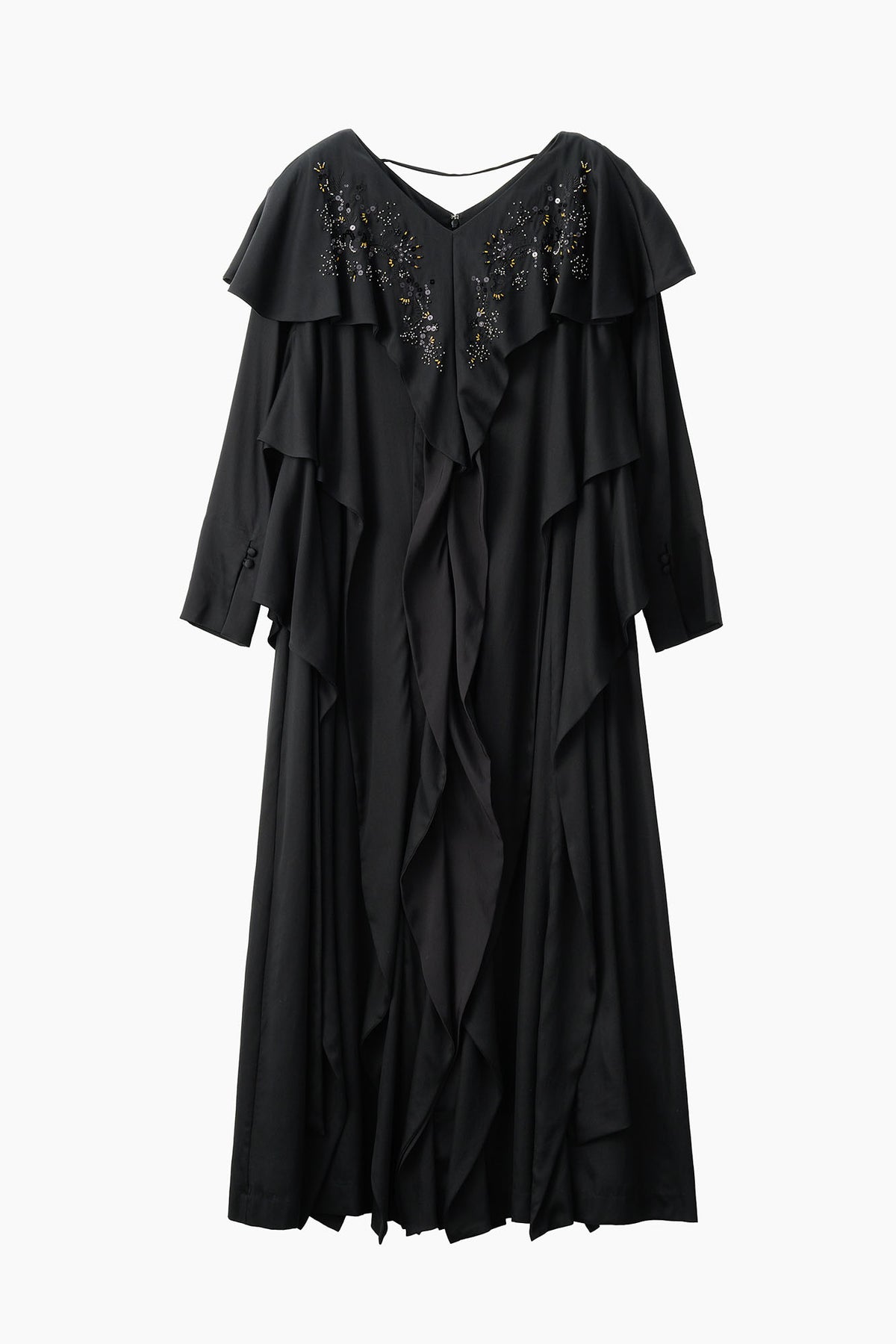 Glint beads embroidered dress (Black)