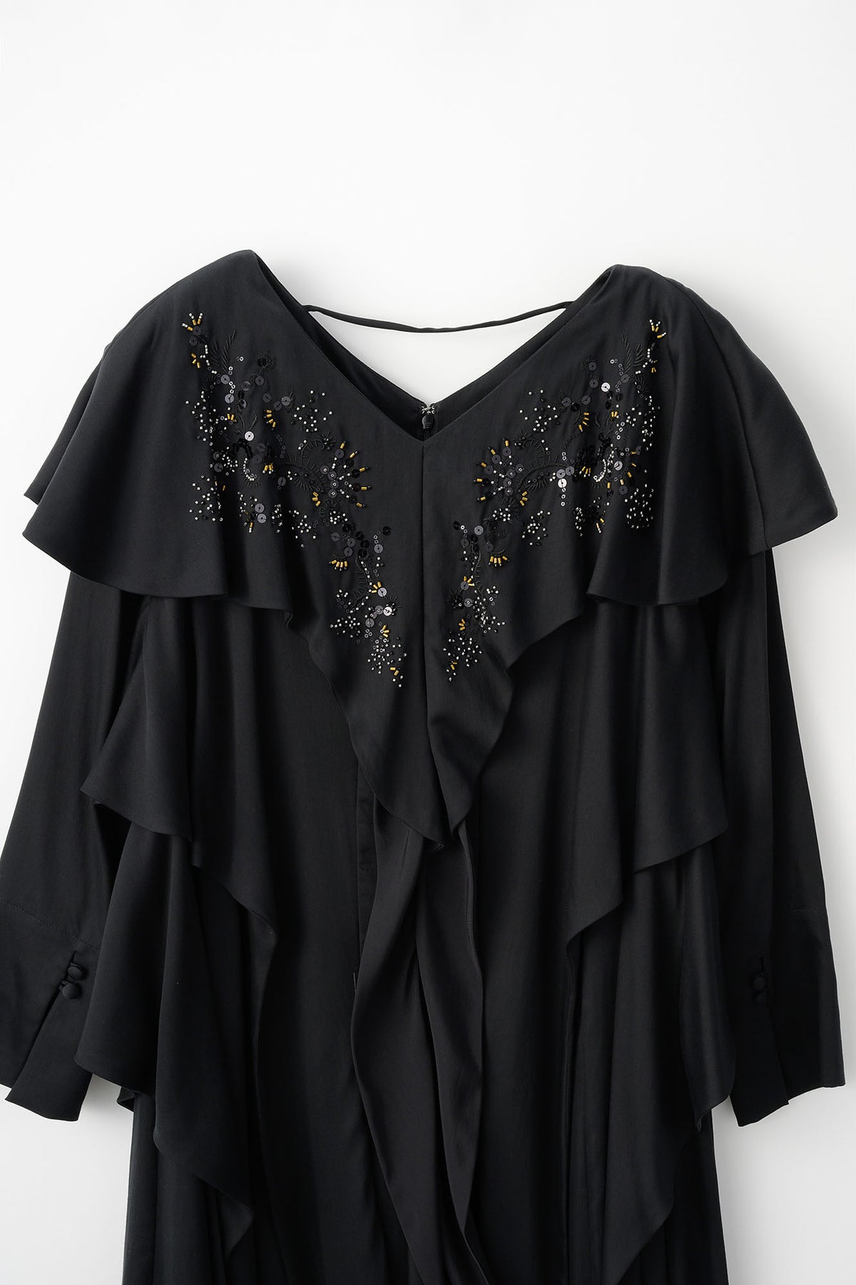 Glint beads embroidered dress (Black)