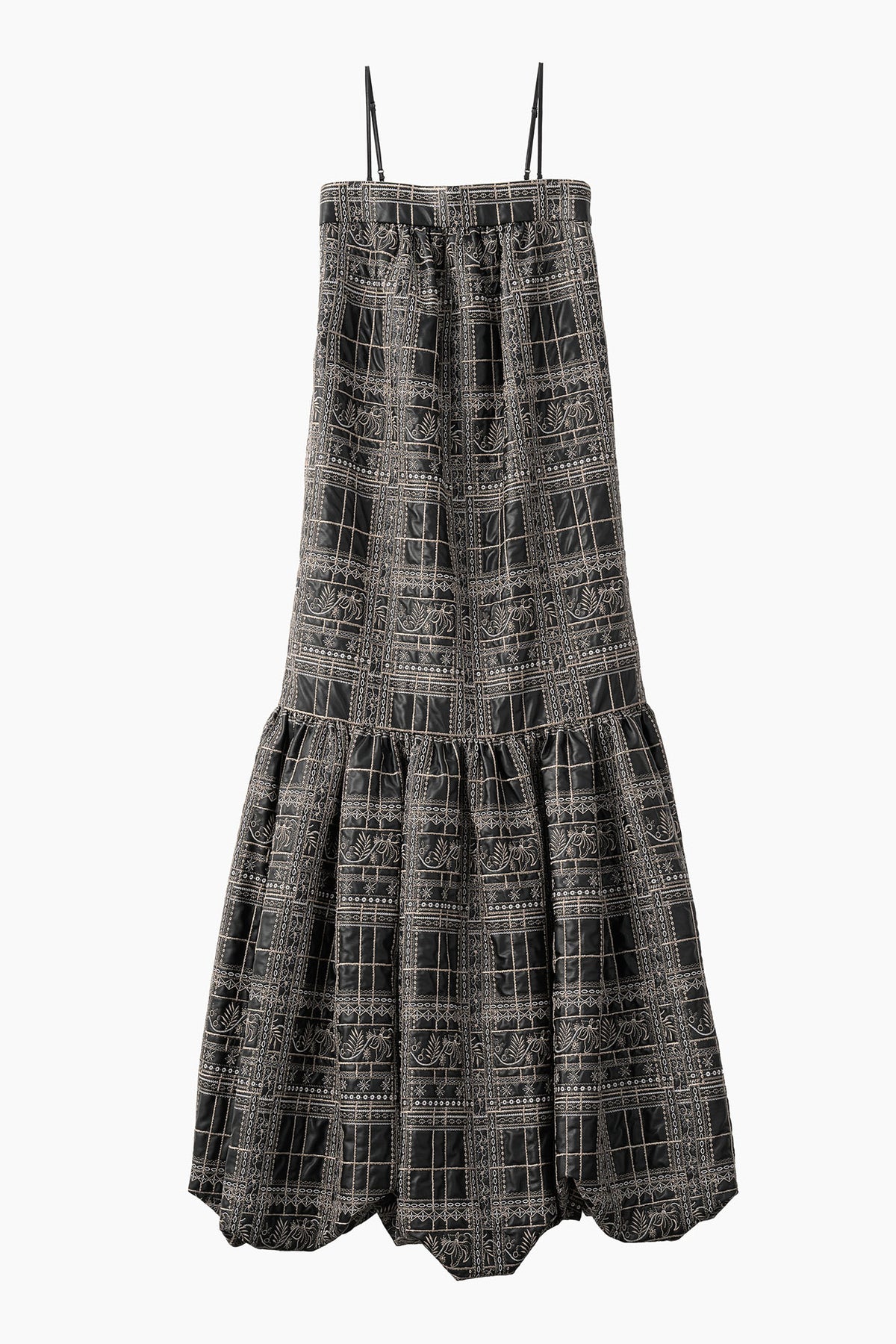 Gift check embroidered dress (Black)