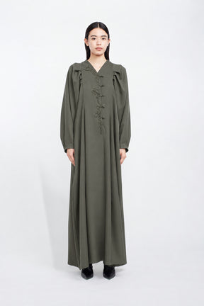 Quiet embroidered dress (Khaki)