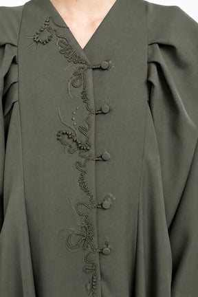 Quiet embroidered dress (Khaki)