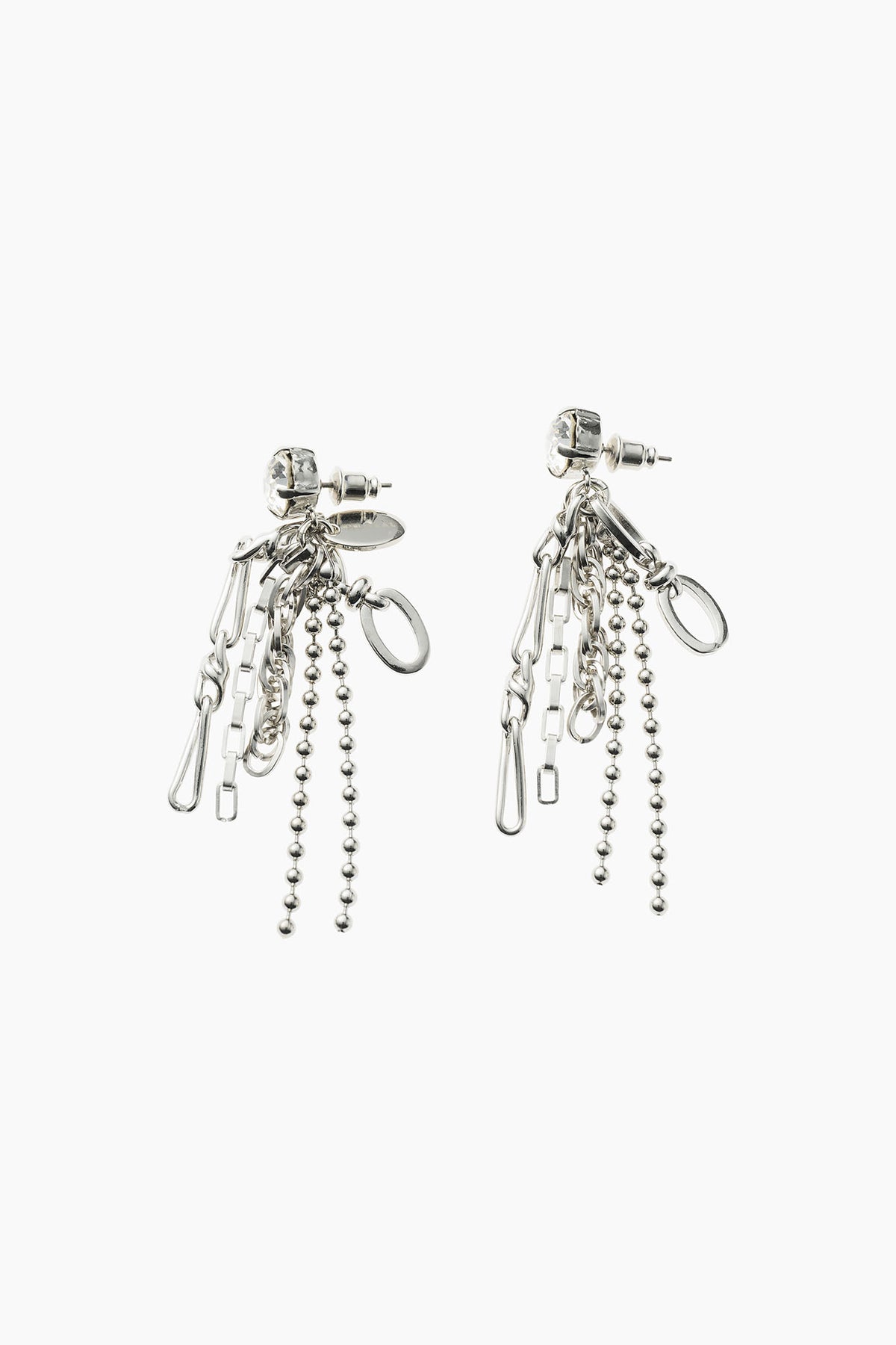 Glint chain pierced earring (Silver)