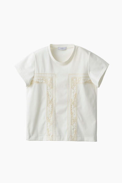 Framed embroidered jersey tops (White)