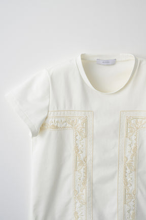 Framed embroidered jersey tops (White)