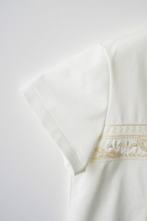 Framed embroidered jersey tops (White)