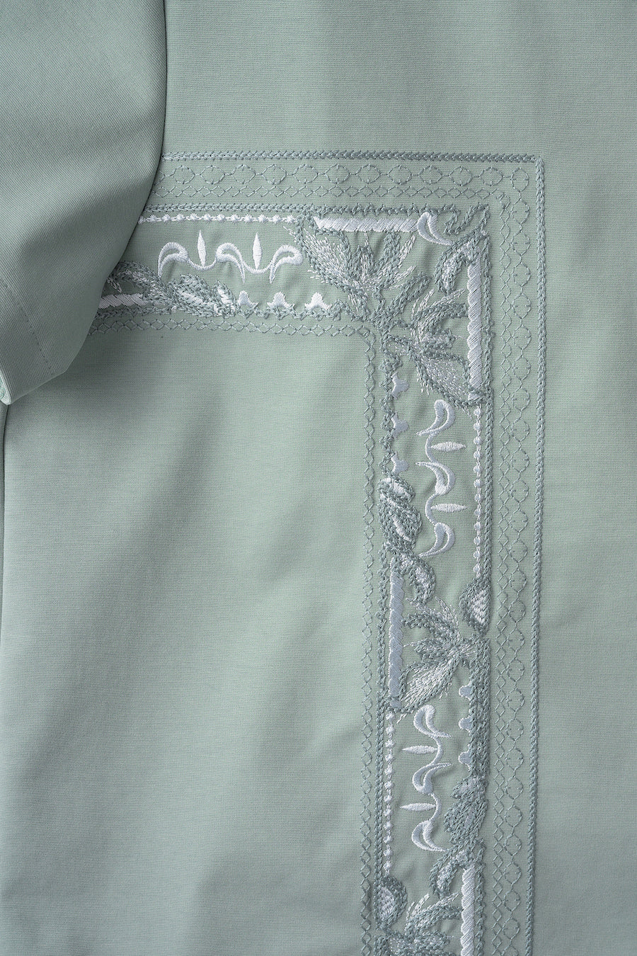 Framed embroidered jersey tops (Ash green)