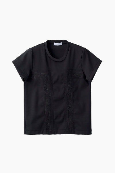 Framed embroidered jersey tops (Black)