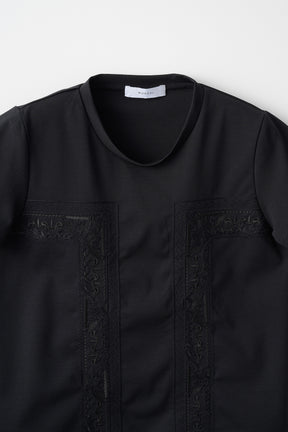 Framed embroidered jersey tops (Black)