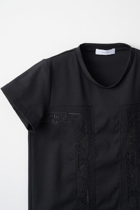 Framed embroidered jersey tops (Black)