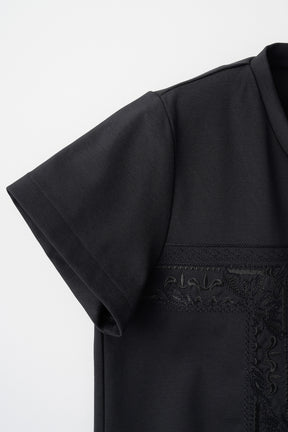 Framed embroidered jersey tops (Black)