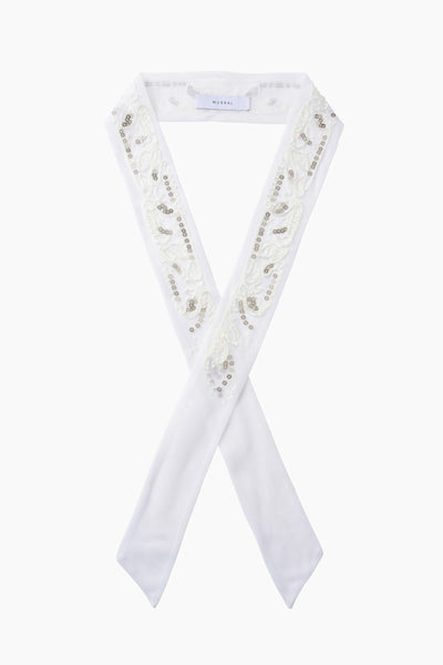 Gleaming embroidered ribbon (White)